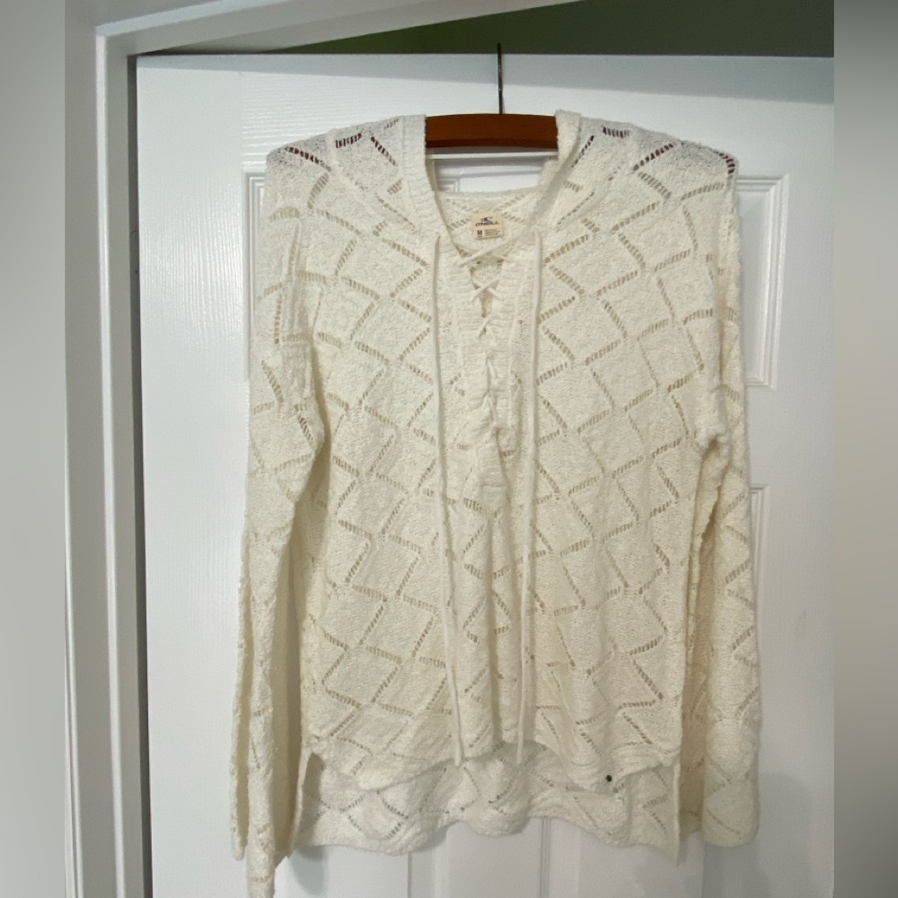 O'Neill Cream Knit Sweater Pullover with Hood